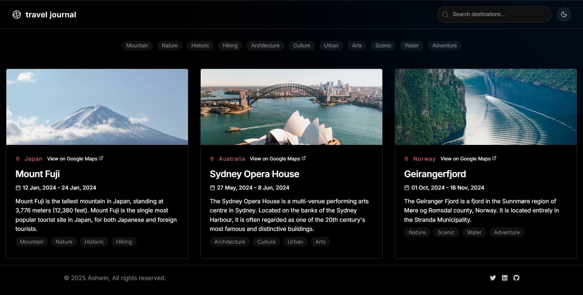 Travel Journal screenshot 1
